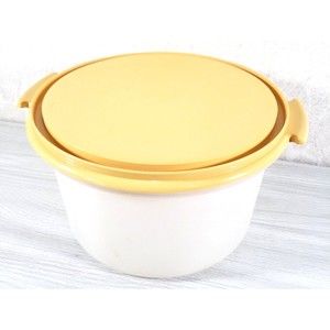 Tupperware Large Size VTG Bread  Cake Storage Box Yellow Lid 15” X7”